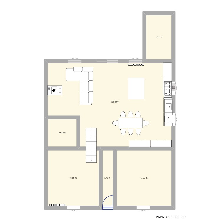 Mouillettes . Plan de 6 pièces et 101 m2