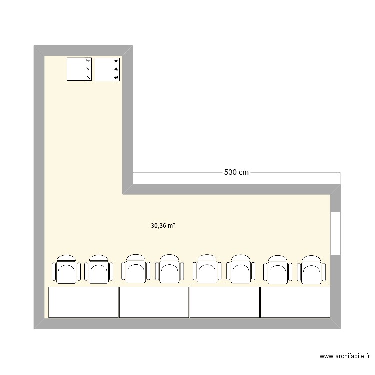 Salle 201. Plan de 1 pièce et 30 m2