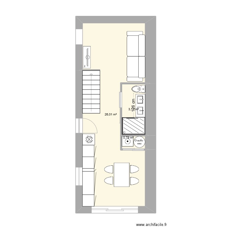 MAISON GARAGE. Plan de 3 pièces et 30 m2