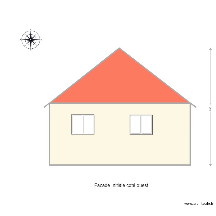 Facade initiale cote ouest. Plan de 0 pièce et 0 m2