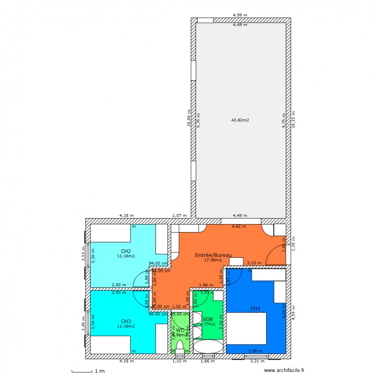 Projet construction Plein pied garage. Plan de 0 pièce et 0 m2