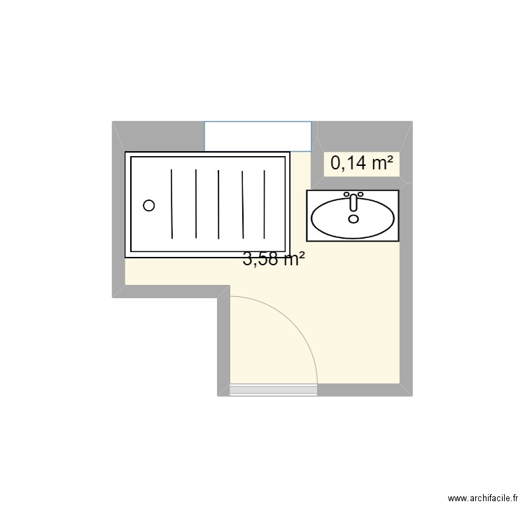 salle de bain sg 1. Plan de 2 pièces et 4 m2