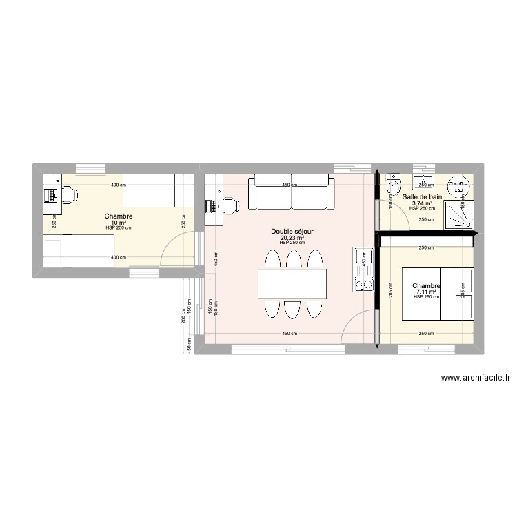 Noemie. Plan de 4 pièces et 41 m2