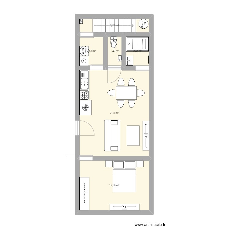 Maison 4 containers DIY. RDC. Plan de 6 pièces et 44 m2