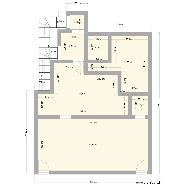 1er. Plan de 7 pièces et 72 m2