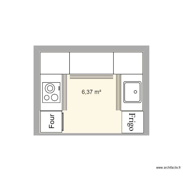 PIECE A VIVRE. Plan de 1 pièce et 6 m2