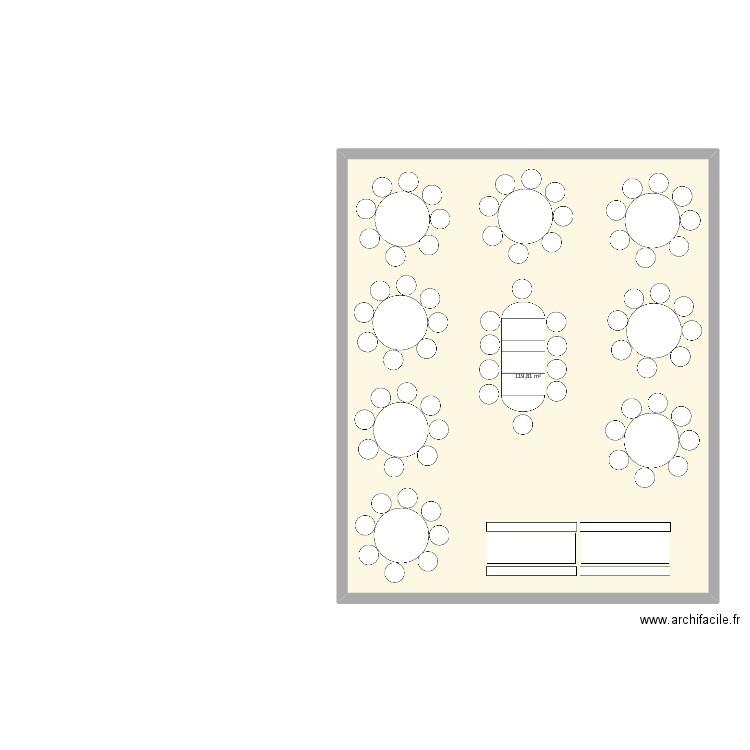 salle reception. Plan de 1 pièce et 120 m2