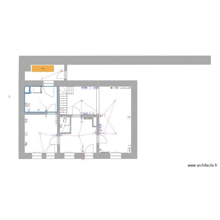 rigole rdc schema elect.. Plan de 7 pièces et 74 m2