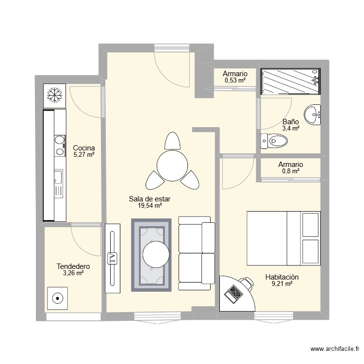 Indalecio Fernández 2. Plan de 8 pièces et 42 m2