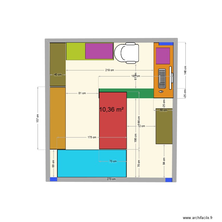 Mssalah 0066. Plan de 1 pièce et 10 m2