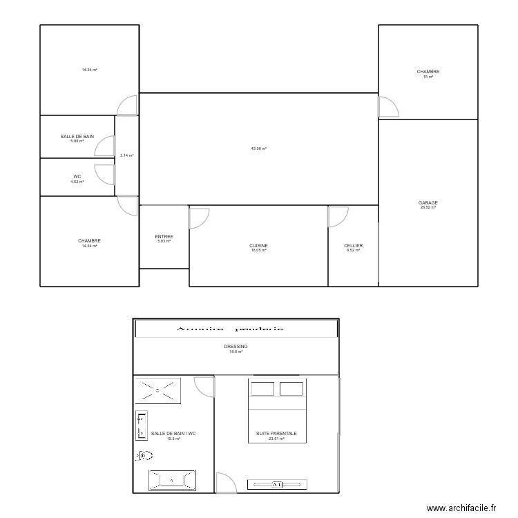 MAISON ARCONNAY. Plan de 14 pièces et 213 m2