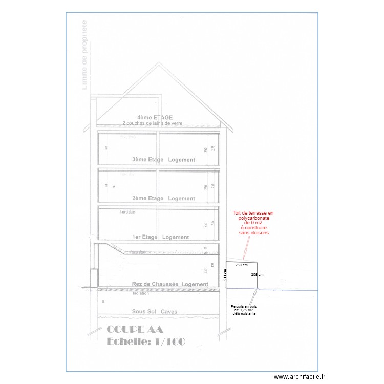 DP3 Coupe Toit Terrasse BB. Plan de 0 pièce et 0 m2