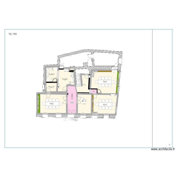 albertas RDC - Aménagement. Plan de 12 pièces et 124 m2