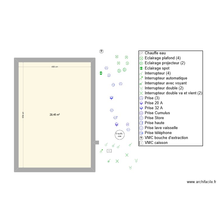 MAISON SBL E. Plan de 1 pièce et 29 m2