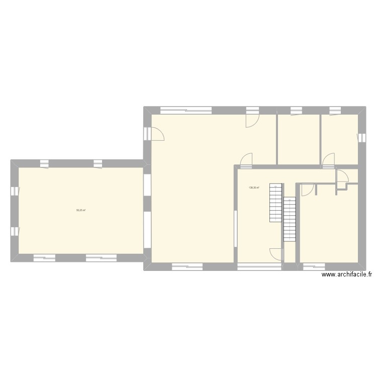 MEUNIER rdc. Plan de 2 pièces et 190 m2