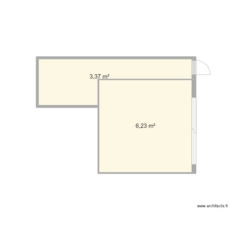 Cabanne terrasse. Plan de 2 pièces et 10 m2