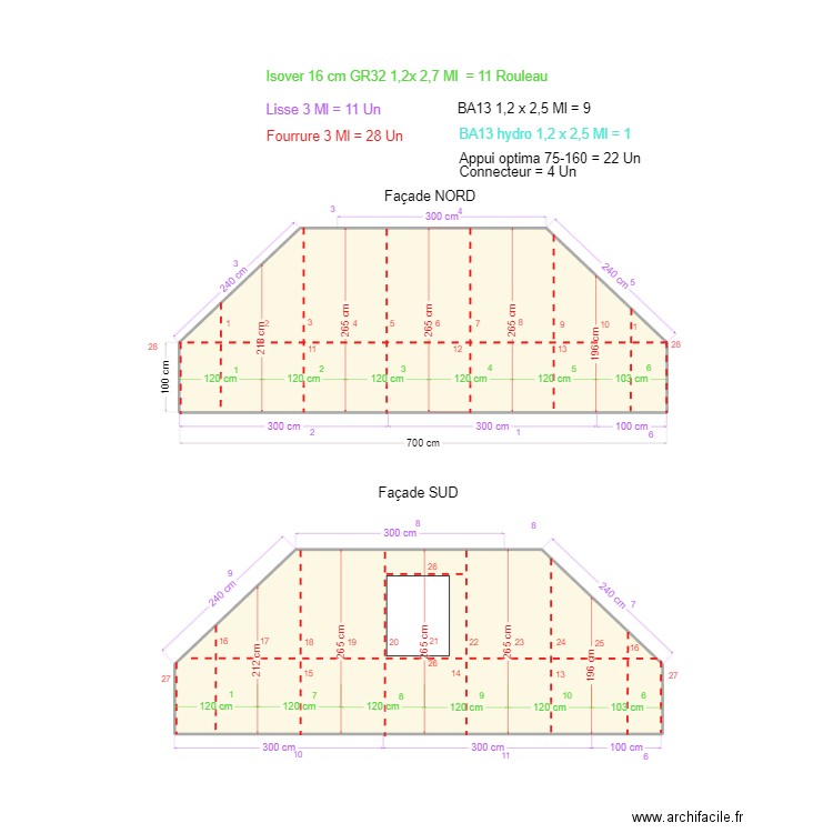 PLAN ISOLATION COMBLE . Plan de 2 pièces et 31 m2