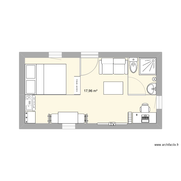 maison. Plan de 1 pièce et 18 m2