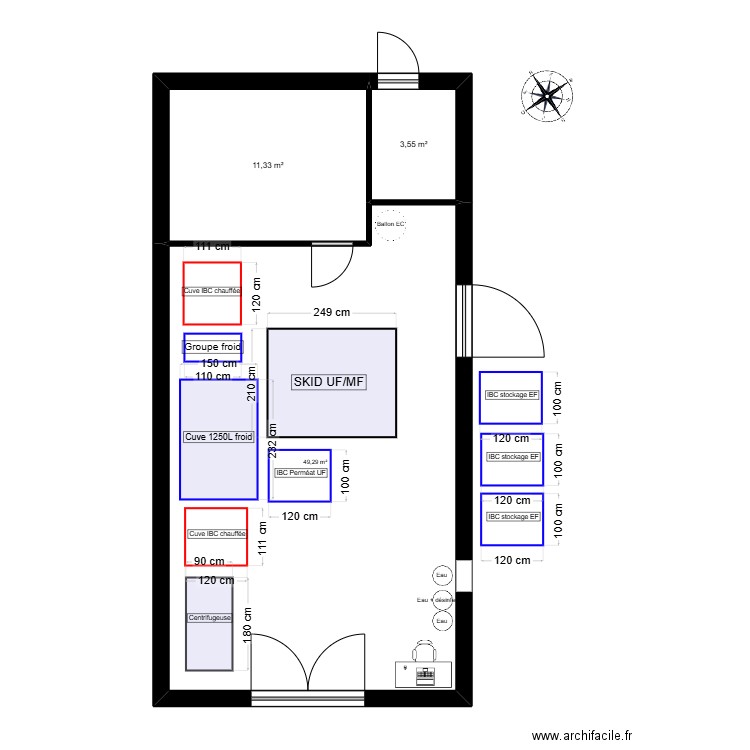 Plan local R&D 3. Plan de 3 pièces et 64 m2