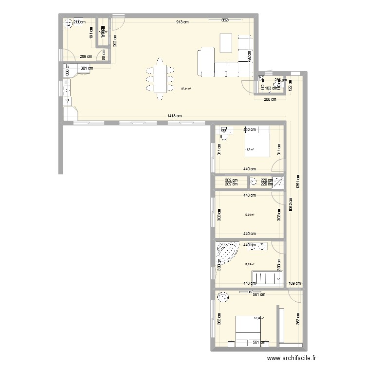 MAISON 2. Plan de 8 pièces et 163 m2