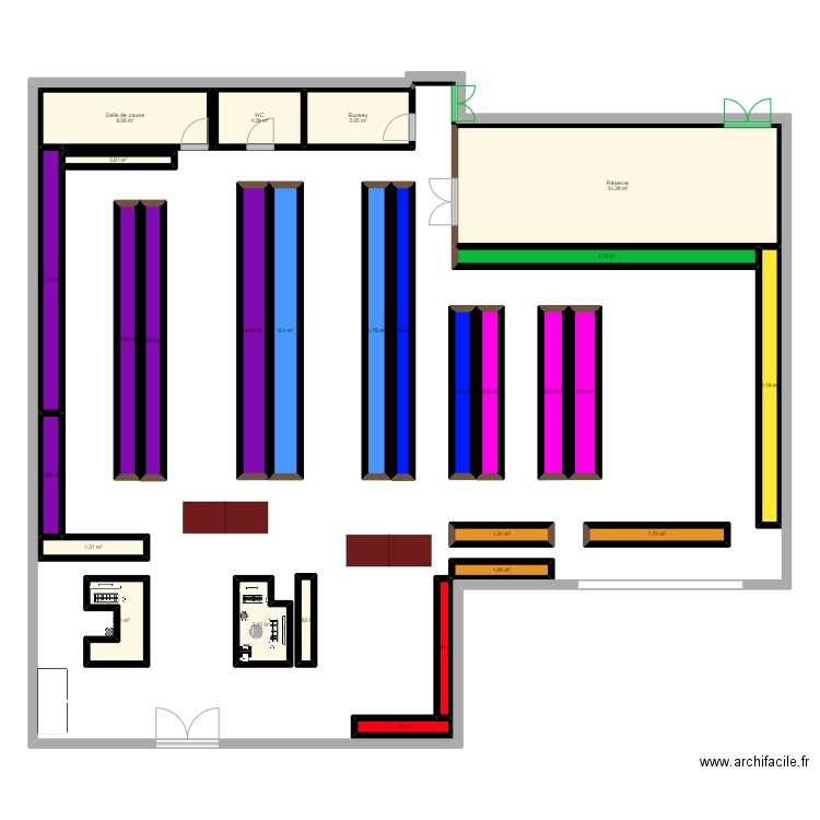 Plan magasin. Plan de 0 pièce et 0 m2