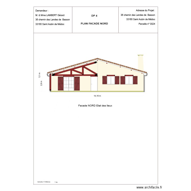 DP4 Facade Nord Saint Aubin sans destruction cheminée. Plan de 0 pièce et 0 m2