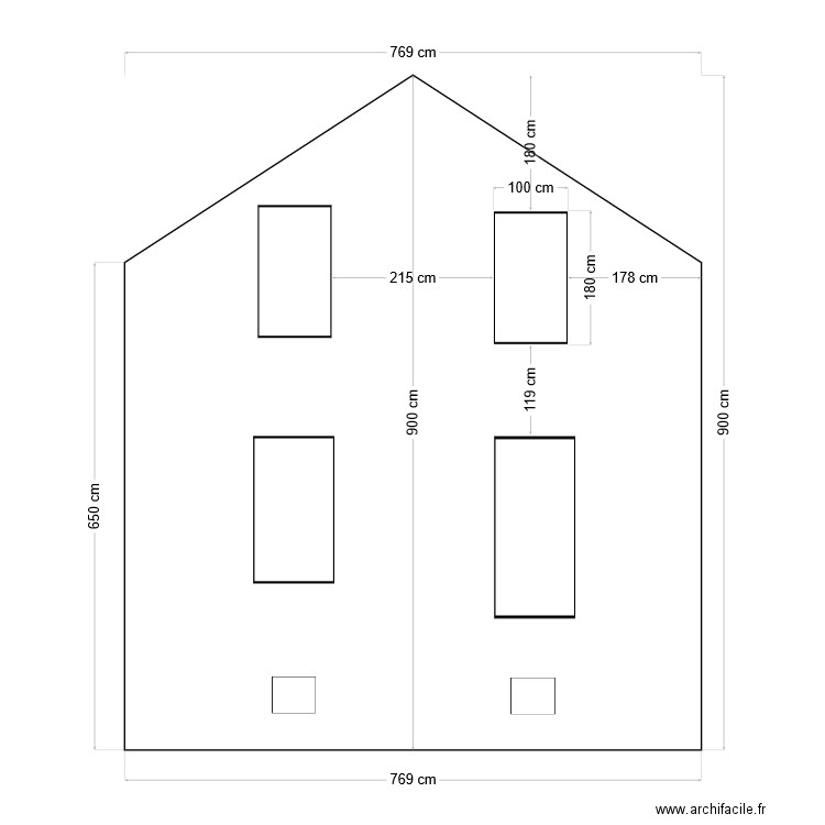 plan facade avant maison evolution avec décoration. Plan de 0 pièce et 0 m2