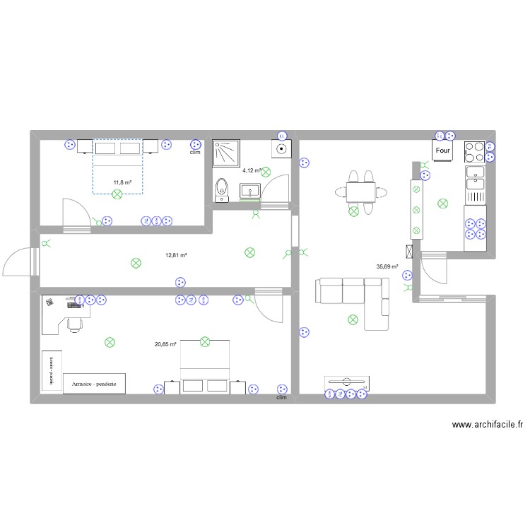 josh 1. Plan de 5 pièces et 85 m2