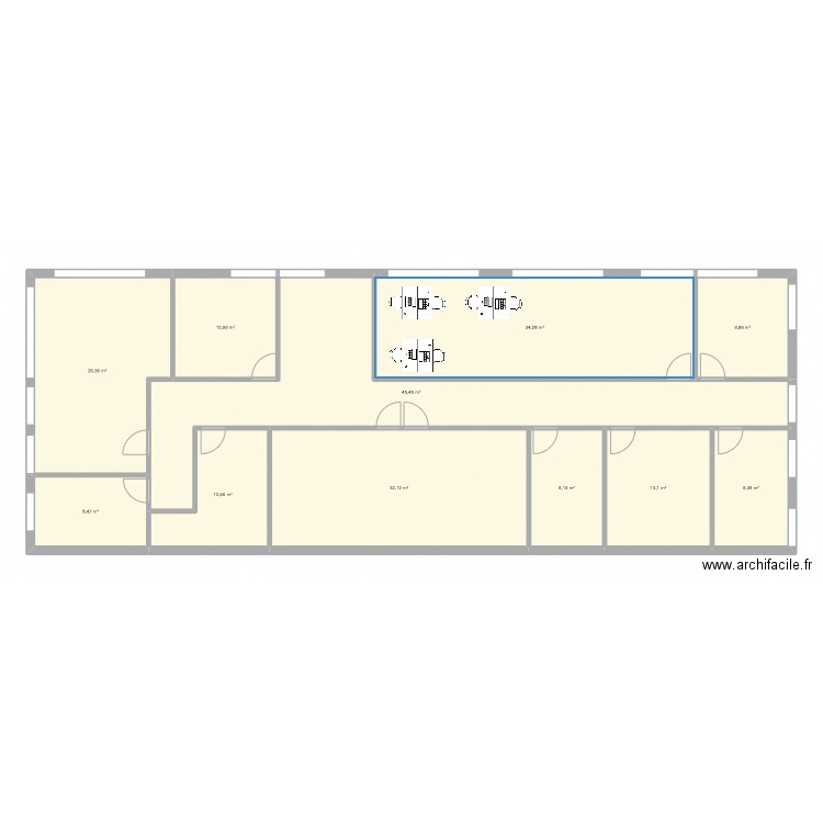 Plan Entreprise. Plan de 11 pièces et 210 m2