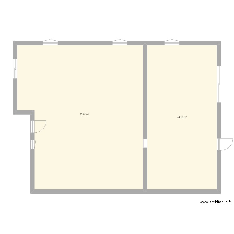 AMINE . Plan de 2 pièces et 118 m2