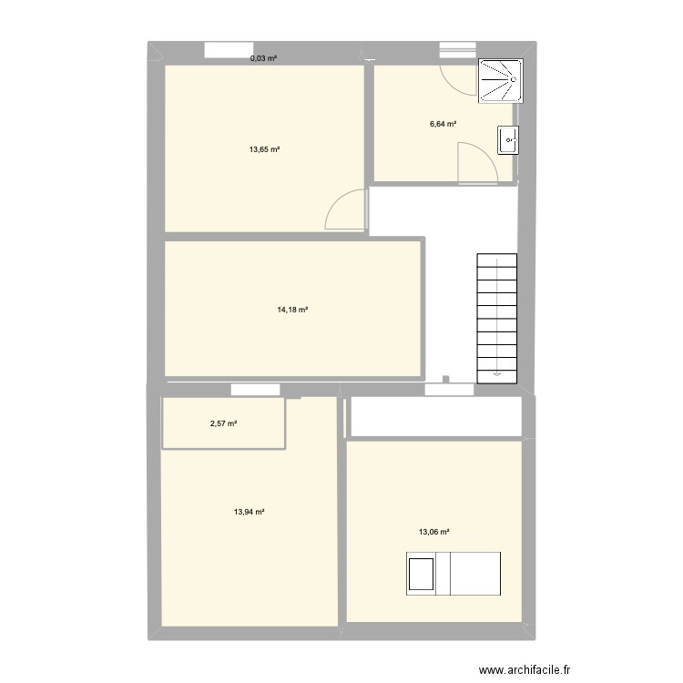 étage avec extension 4. Plan de 7 pièces et 67 m2