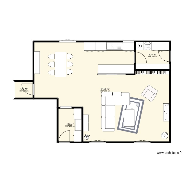 Nawaal. Plan de 4 pièces et 65 m2