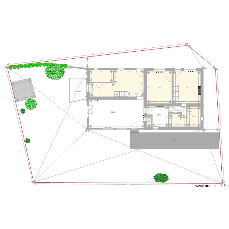 plan terrain avec plantes et terrasse 28 10 2019. Plan de 0 pièce et 0 m2