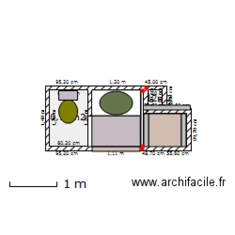 wc et douche   sb. Plan de 0 pièce et 0 m2