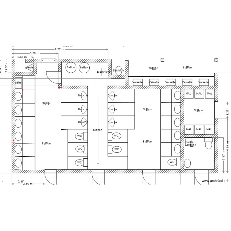 Sanitaire 200pl V2 cotes gros oeuvre 2. Plan de 0 pièce et 0 m2