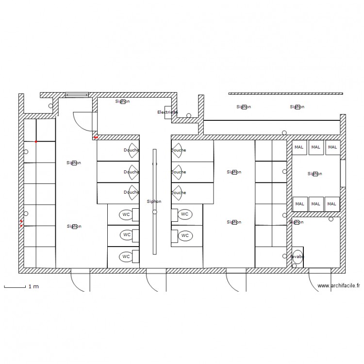 Sanitaire 200pl V2 gros oeuvre/charpente. Plan de 0 pièce et 0 m2