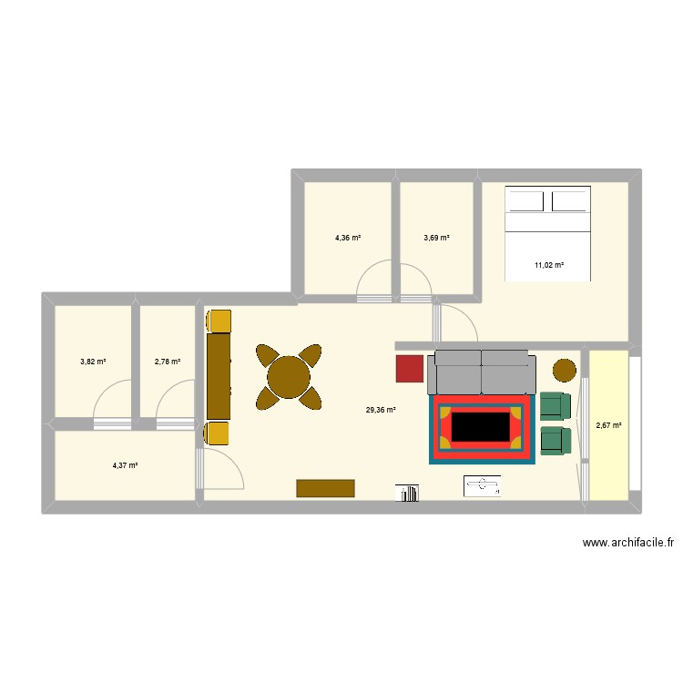 Pedro La Gasca. Plan de 8 pièces et 62 m2