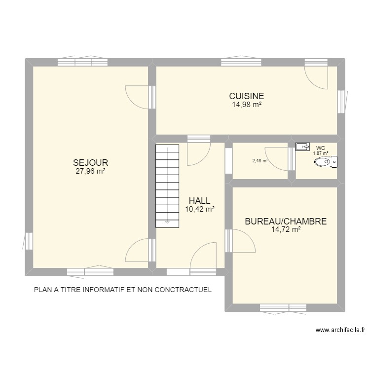 NETHEN 32 RDC. Plan de 6 pièces et 72 m2