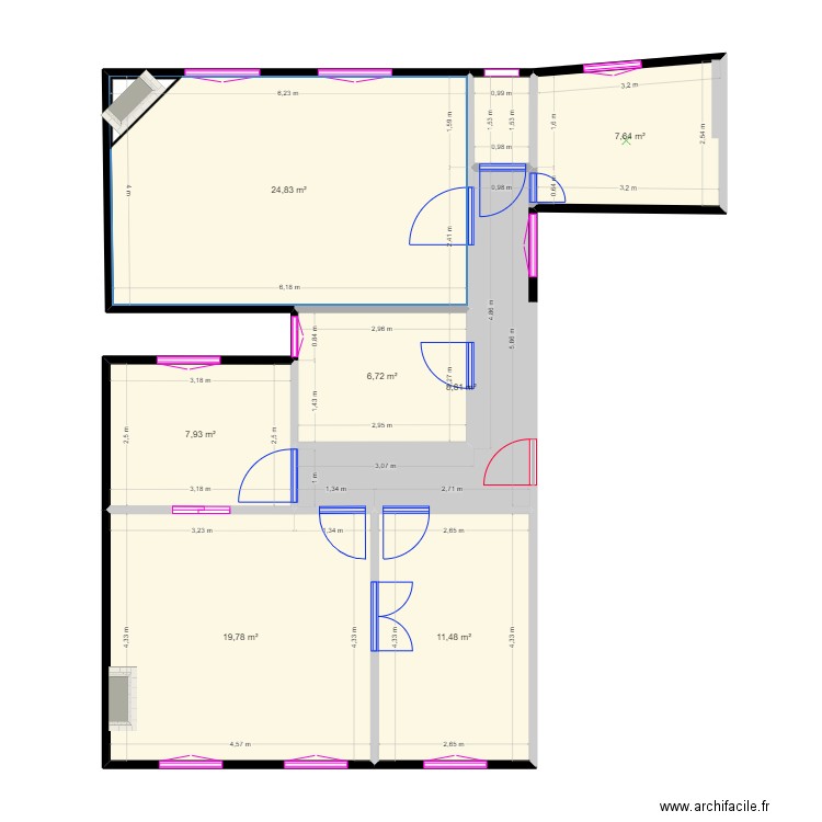 SAINT DIE mesures. Plan de 8 pièces et 89 m2