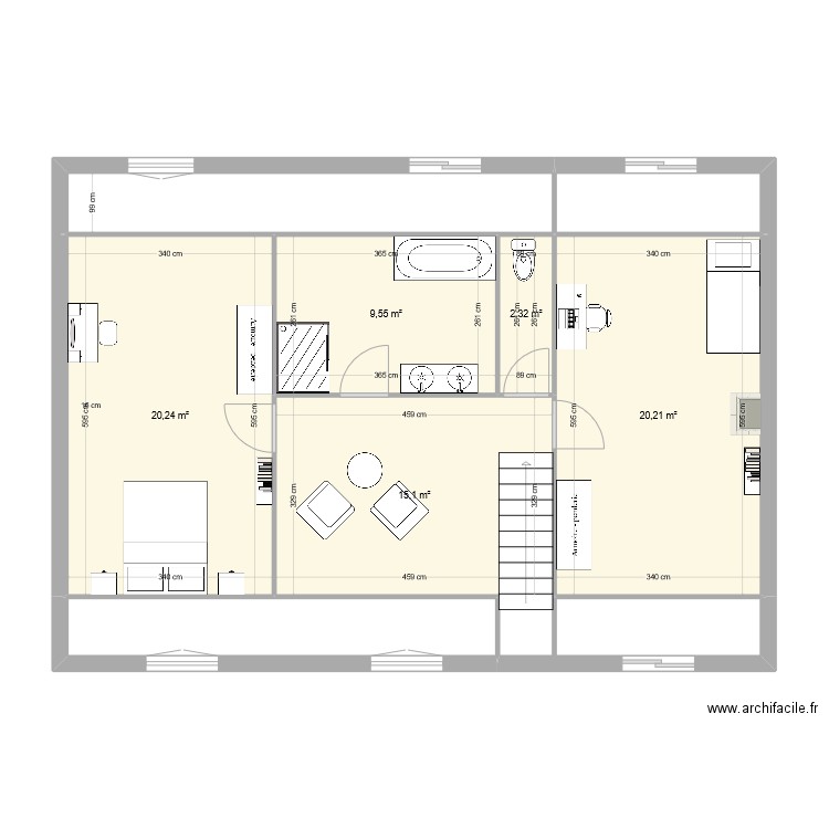 trugalle 2023 Etage Projet 2 chambres 6ml. Plan de 0 pièce et 0 m2