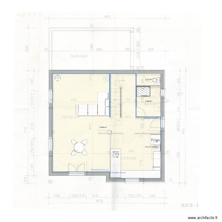 plan clean rdc. Plan de 3 pièces et 82 m2