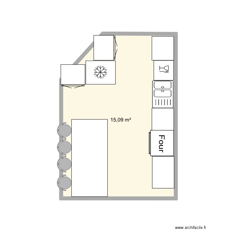 Cuisine 4. Plan de 1 pièce et 15 m2