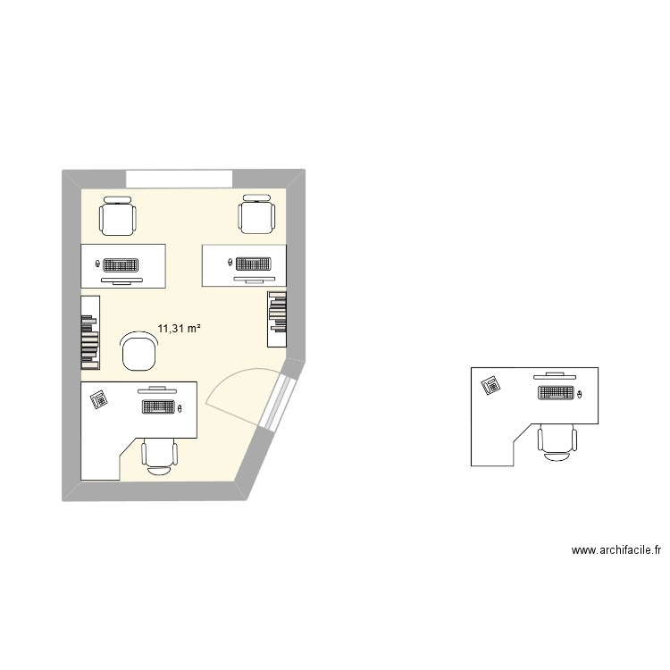 adw. Plan de 1 pièce et 11 m2