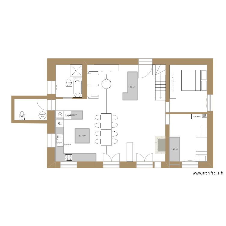 RDC Maison Mintec. Plan de 5 pièces et 9 m2