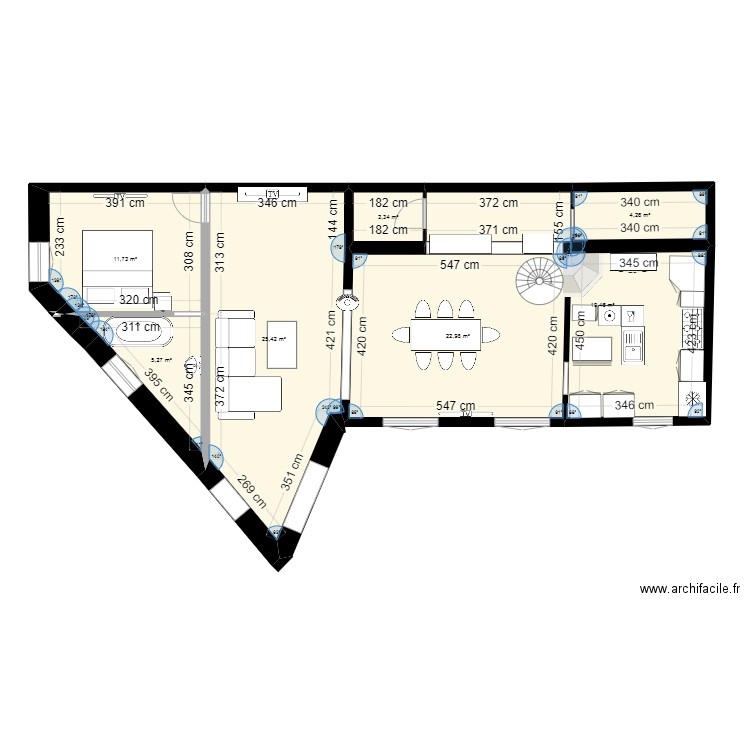 plan 2. Plan de 7 pièces et 91 m2