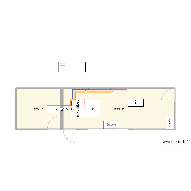 microbillage 3. Plan de 2 pièces et 24 m2