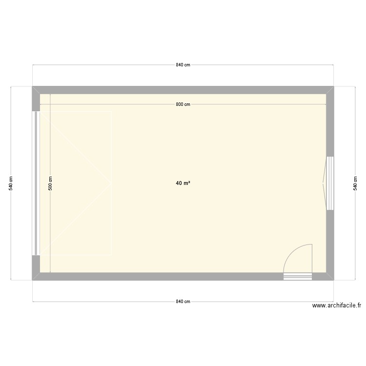 Plan de masse proche. Plan de 1 pièce et 40 m2