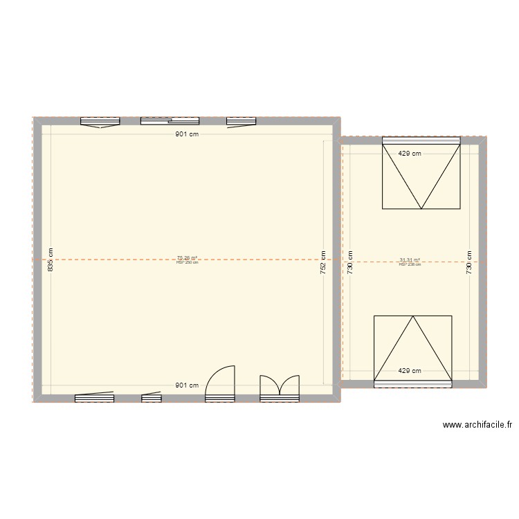 maison garage. Plan de 2 pièces et 107 m2