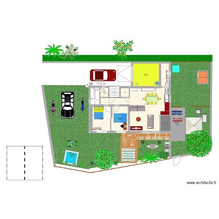 Jardin et maison . Plan de 0 pièce et 0 m2