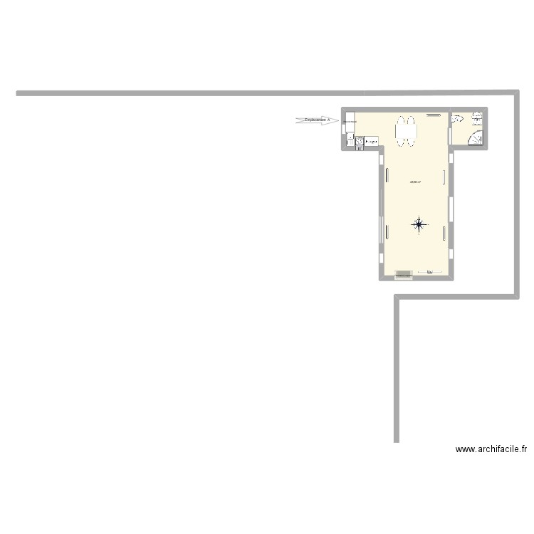 fondations  maison 40  M² . Plan de 1 pièce et 46 m2